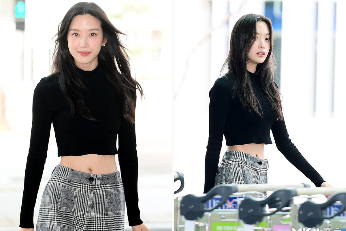 Moon Ga-young Showed Off Surreal Ant Waist With Croptop Airport Fashion